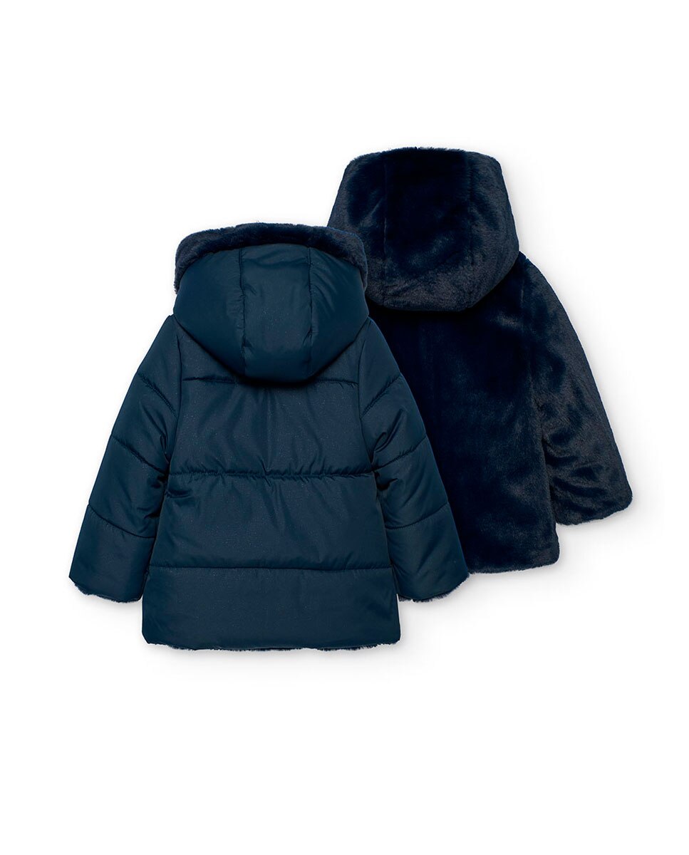 Parka para Bebé com Manga Comprida e Liso Boboli Azul-2