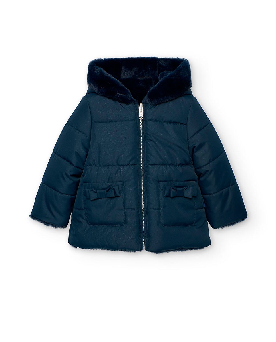 Parka para Bebé com Manga Comprida e Liso Boboli Azul-3
