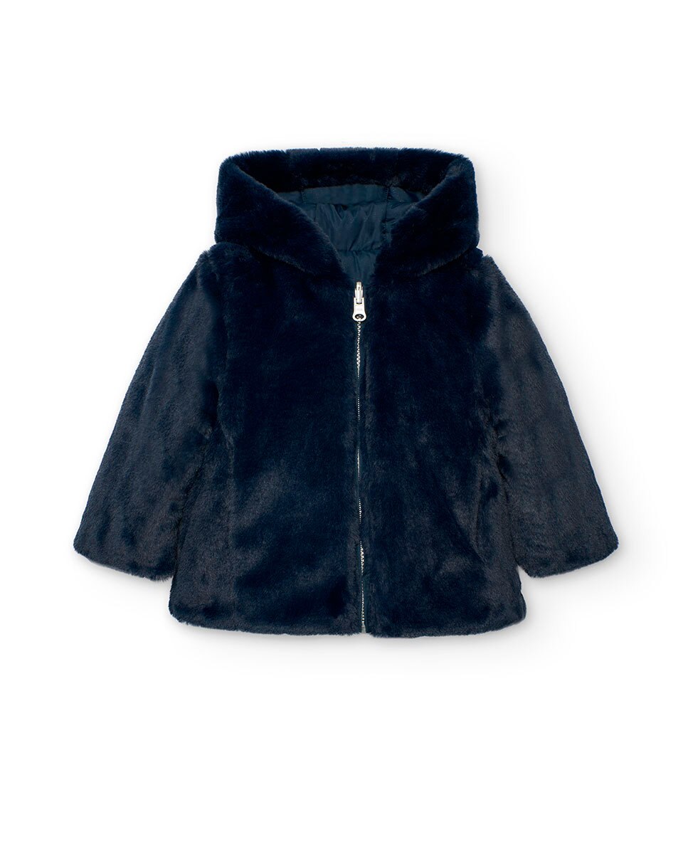 Parka para Bebé com Manga Comprida e Liso Boboli Azul-4