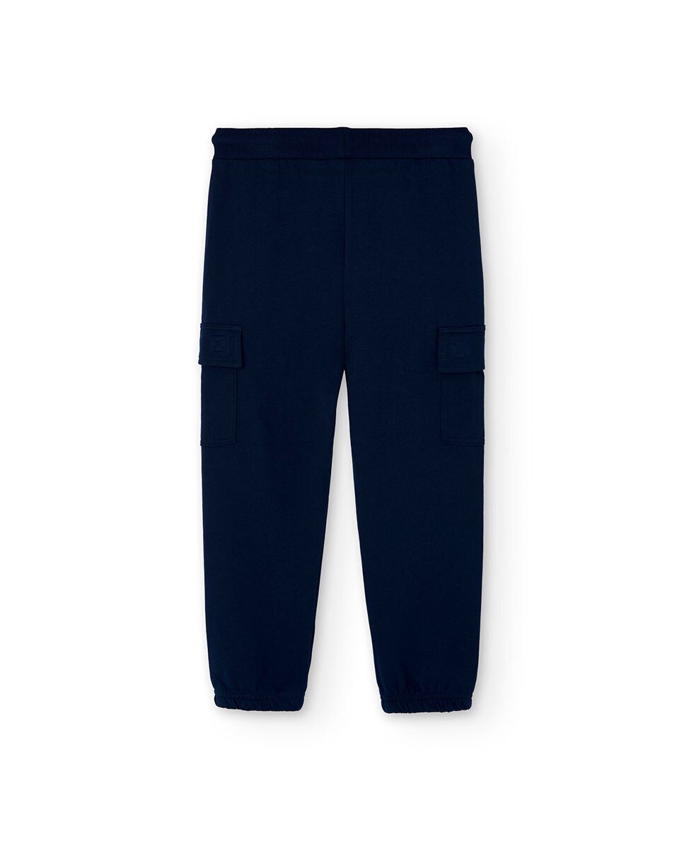 Jogpant Infantil de Felpa com Ajuste de Borracha e Cordões Boboli Azul-marinho-2