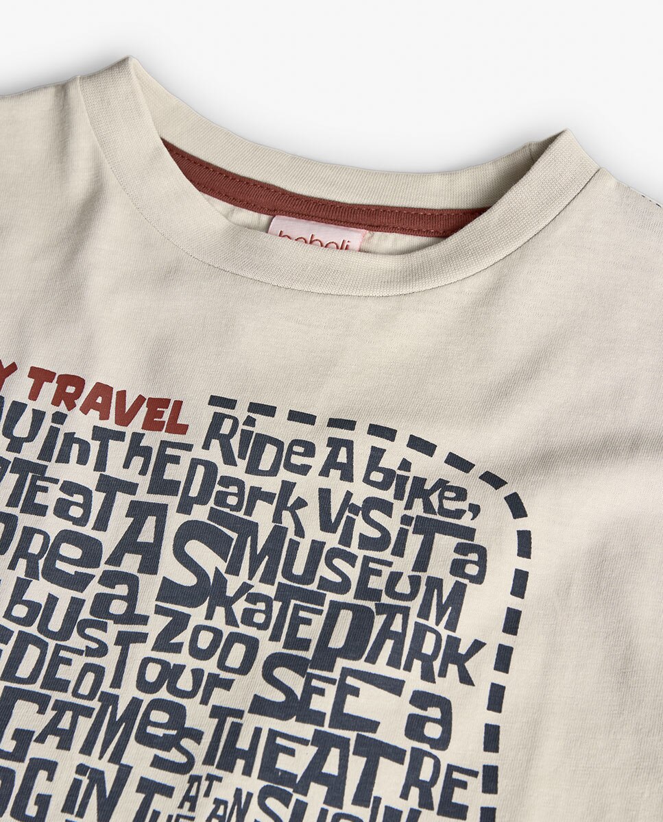 T-shirt Infantil com Gola Redonda e Manga Comprida Boboli Branco-3