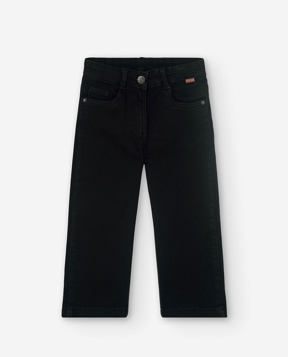 Imagem 0 de Calças Denim Amplas e de Cintura Subida