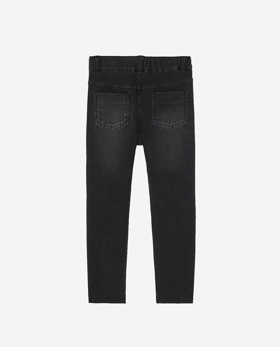 Calças Denim de Cintura Subida Infantil Preto-2