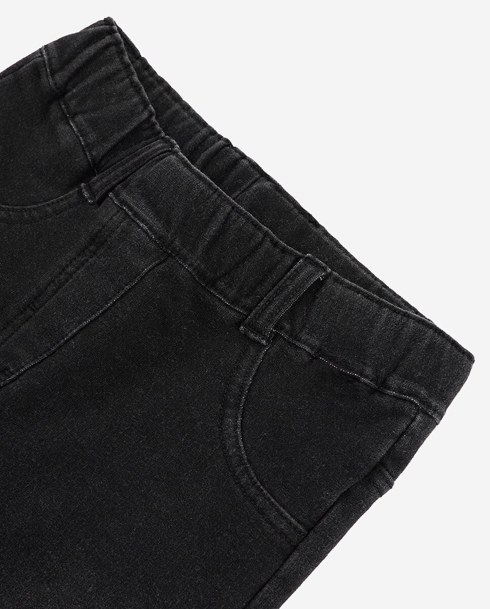 Calças Denim de Cintura Subida Infantil Preto-3