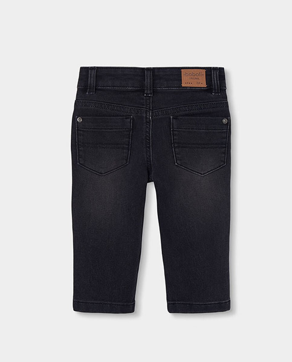 Calças Jeans Infantil de Algodão com Corte a Direito e Cintura Subida Cinzento-2