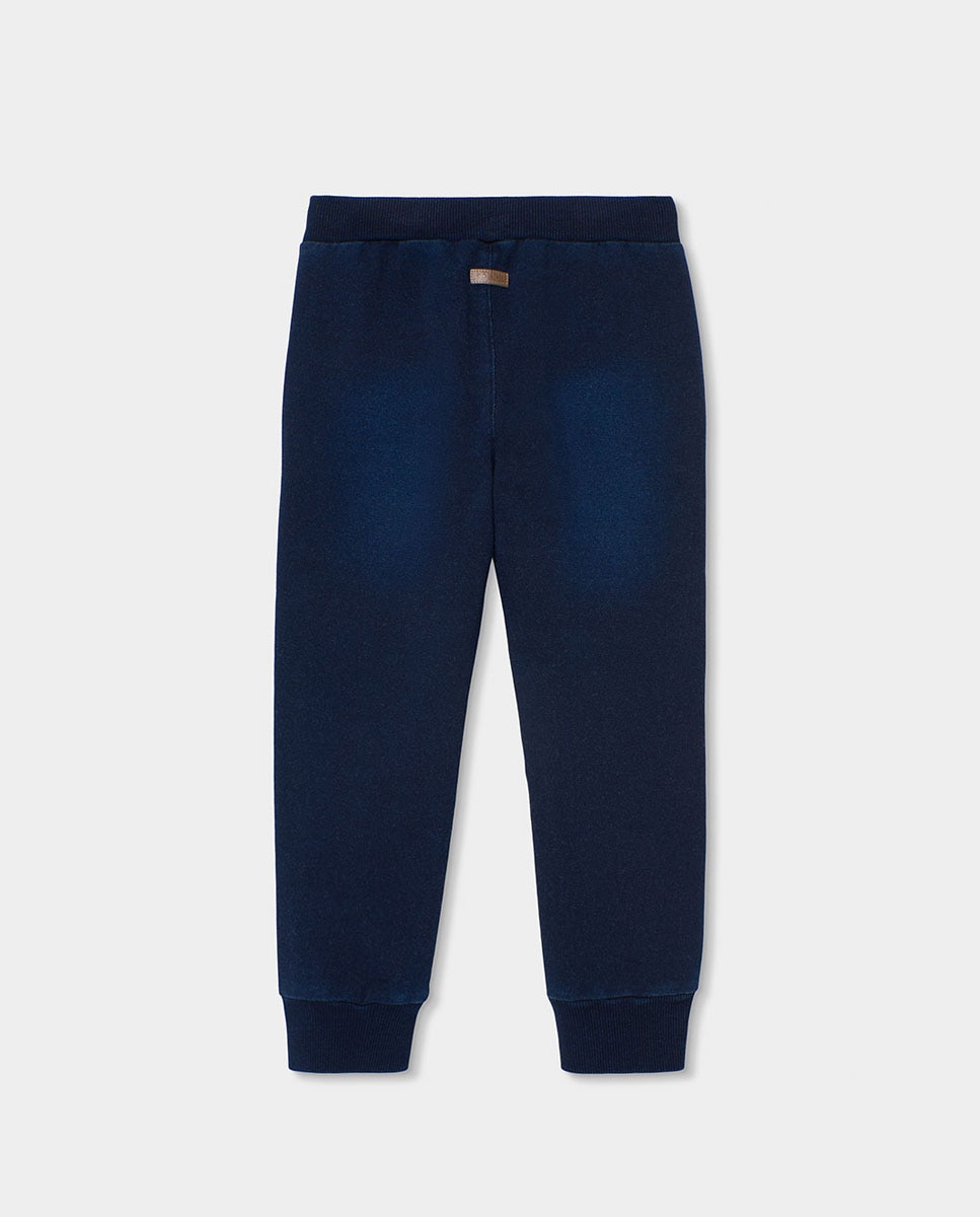 Calças Jeans Infantil de Algodão com Corte a Direito e Cintura Subida Azul-marinho-2