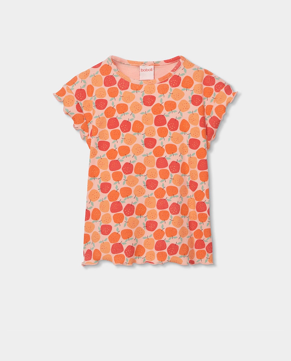 Pijama Canelado Estampado Infantil Laranja-3