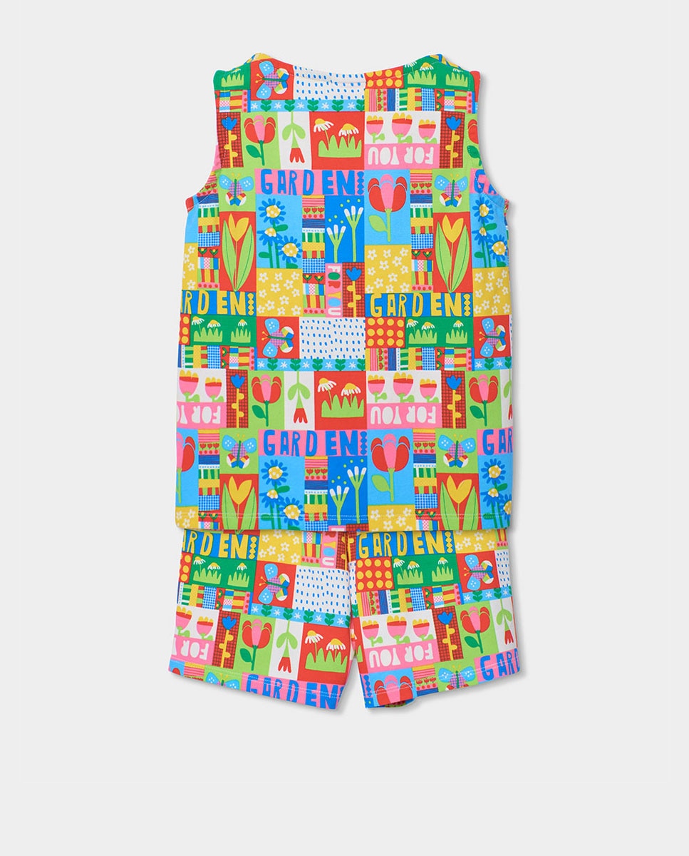 Pijama de Malha Estampado Boboli Azul / Amarelo-2