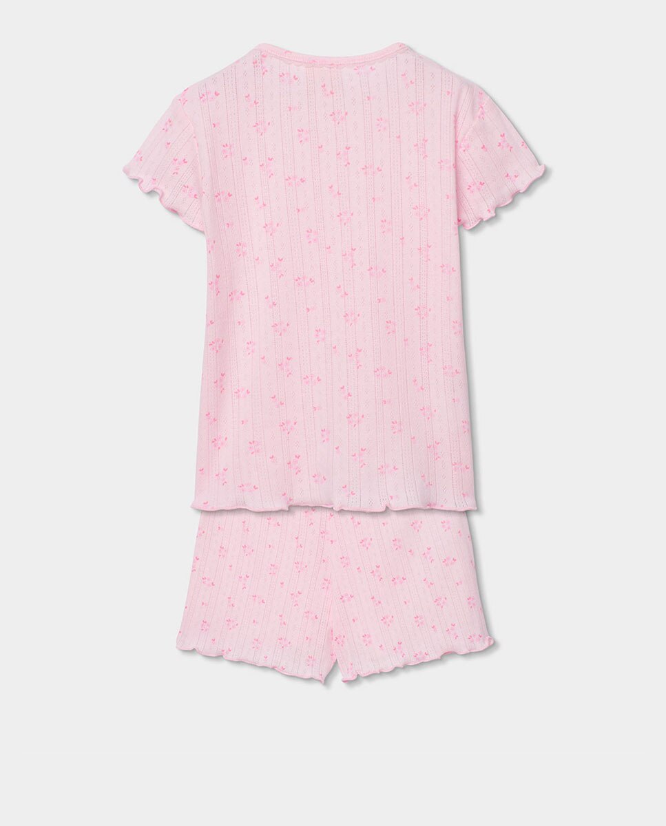 Pijama Canelado Flores Boboli Rosa-claro-2