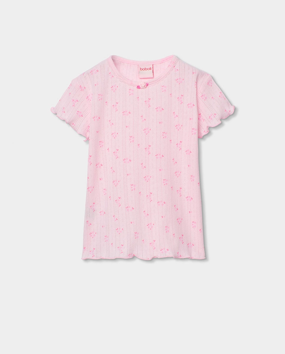 Pijama Canelado Flores Boboli Rosa-claro-3