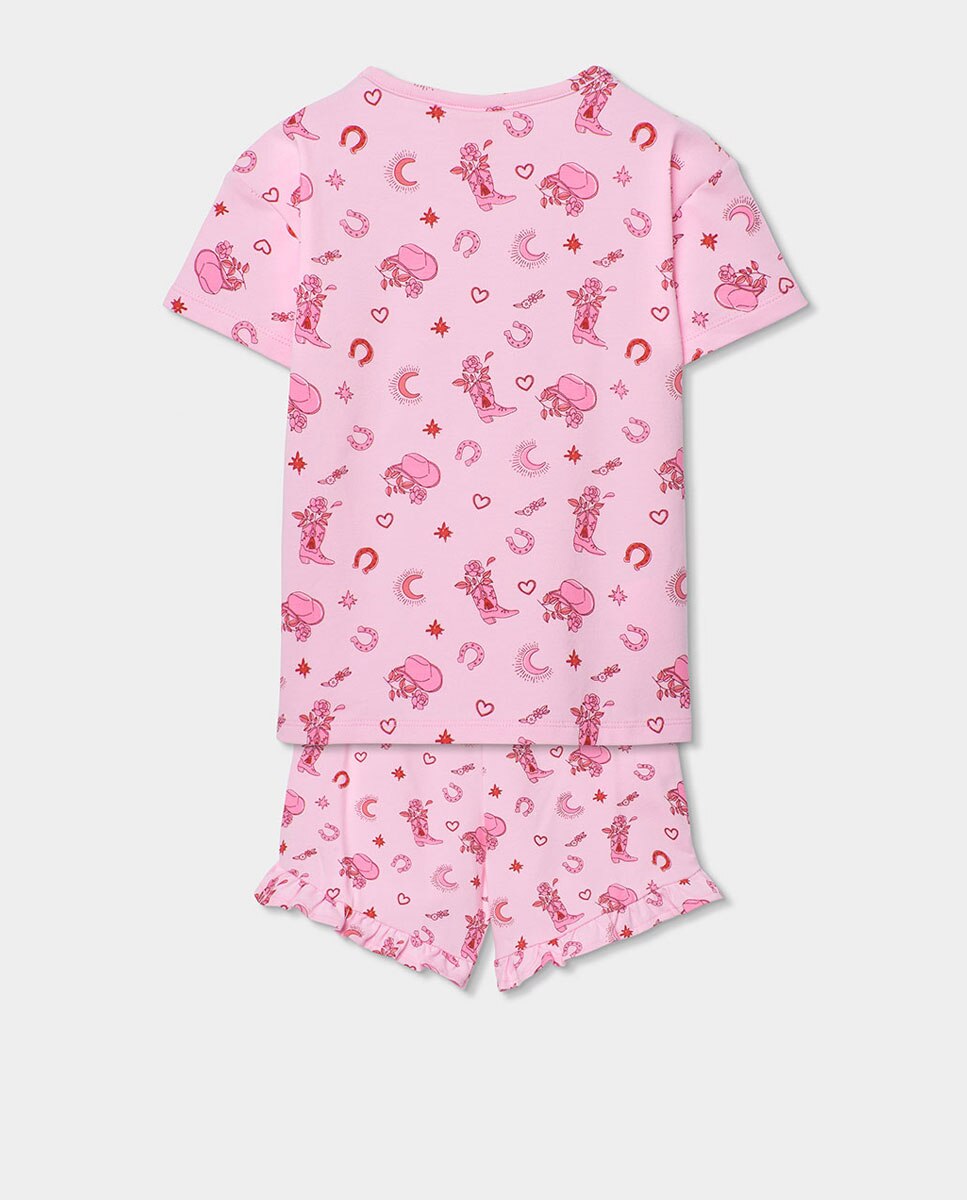Pijama de Malha Estampado Infantil Boboli Rosa-2