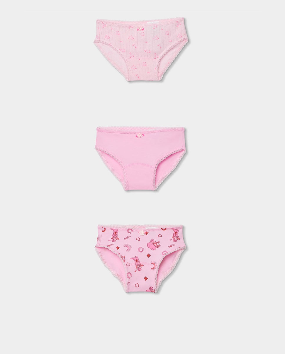 Pack 3 Cuecas Infantil Boboli Rosa-1