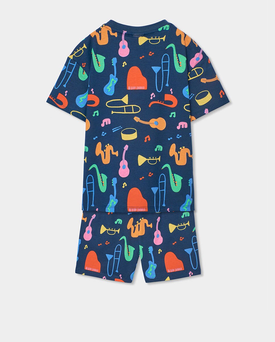 Pijama de Malha Estampado Infantil Boboli Azul-marinho-2