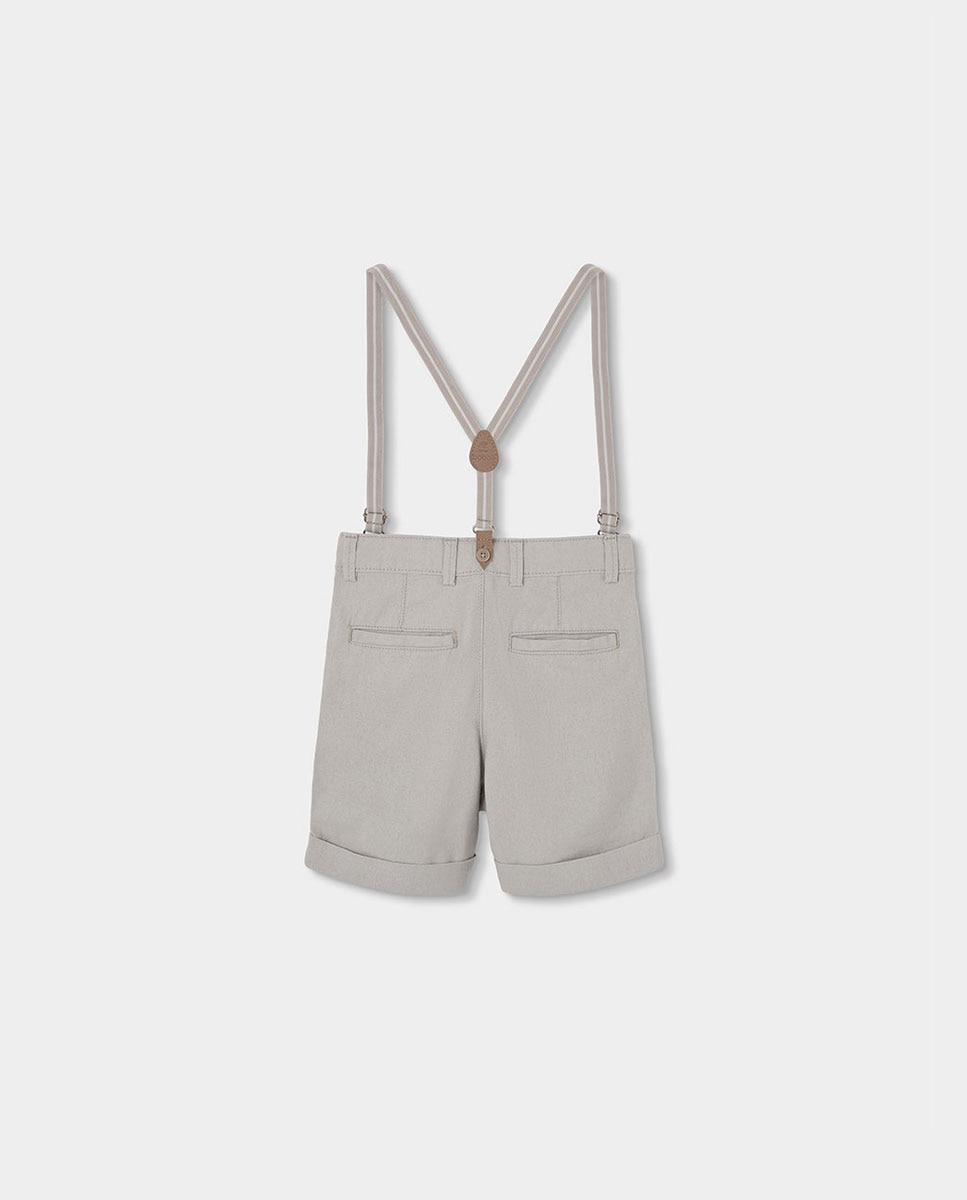 Bermudas em Linho com Alças de Bebé Cinzento-claro-2