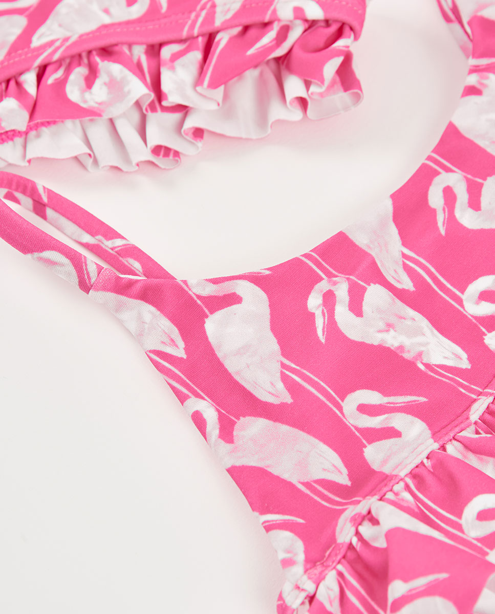 Biquíni em Poliamida Estampado Infantil Boboli Rosa-4