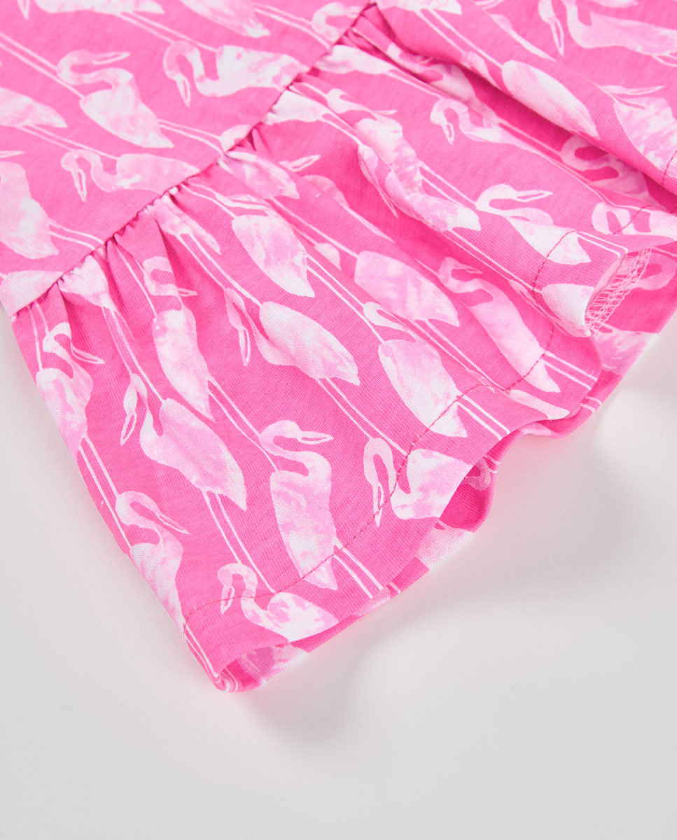 Vestido de Malha Estampado Infantil Boboli Rosa-pastilha-4