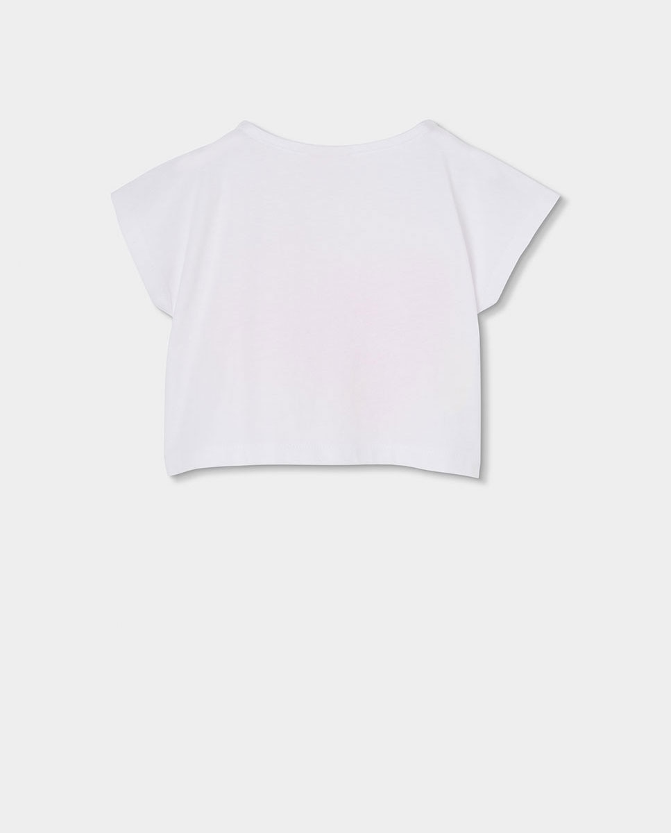 T-shirt de Malha de Manga Curta Infantil Boboli Rosa / Branco-2