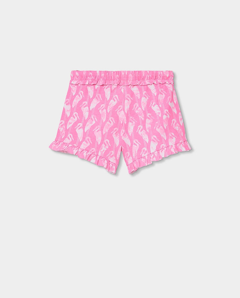 Shorts de Malha Estampados Infantil Rosa-pastilha-2