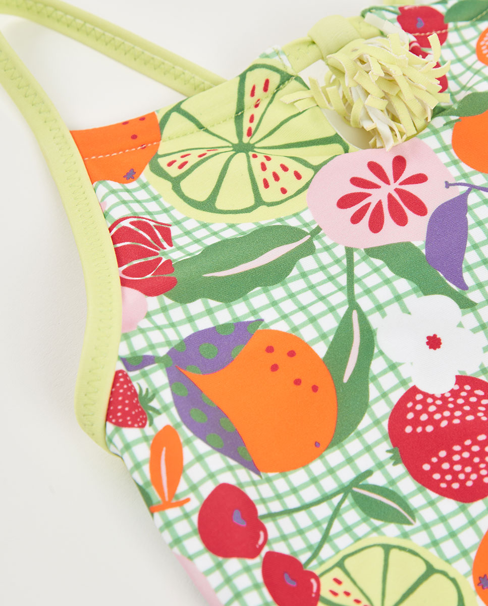 Fato de Banho em Poliamida com Frutas Infantil Verde-3