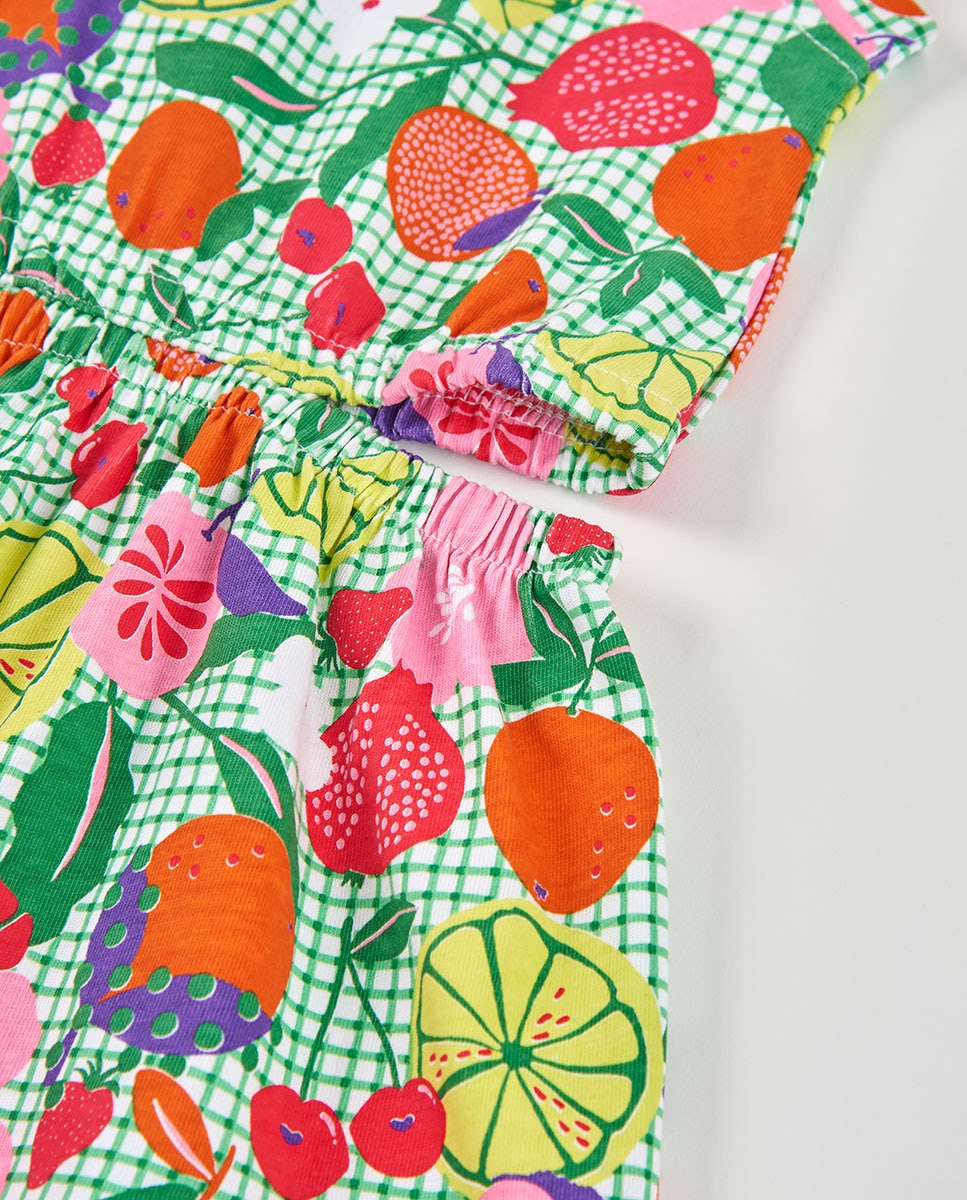 Vestido de Malha Frutas Infantil Boboli Verde-4