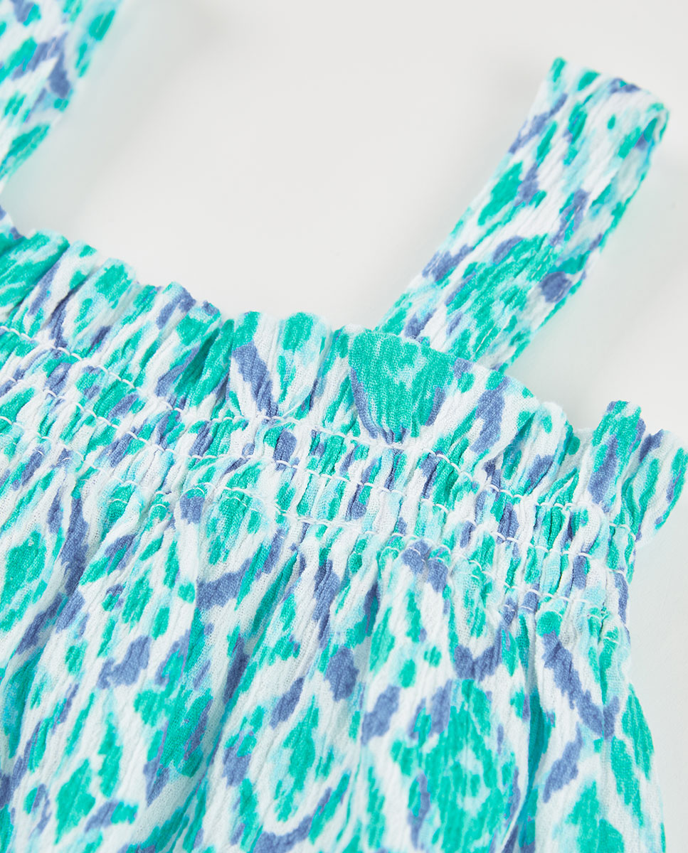 Blusa Bambula Estampada Boboli Azul / Verde-3