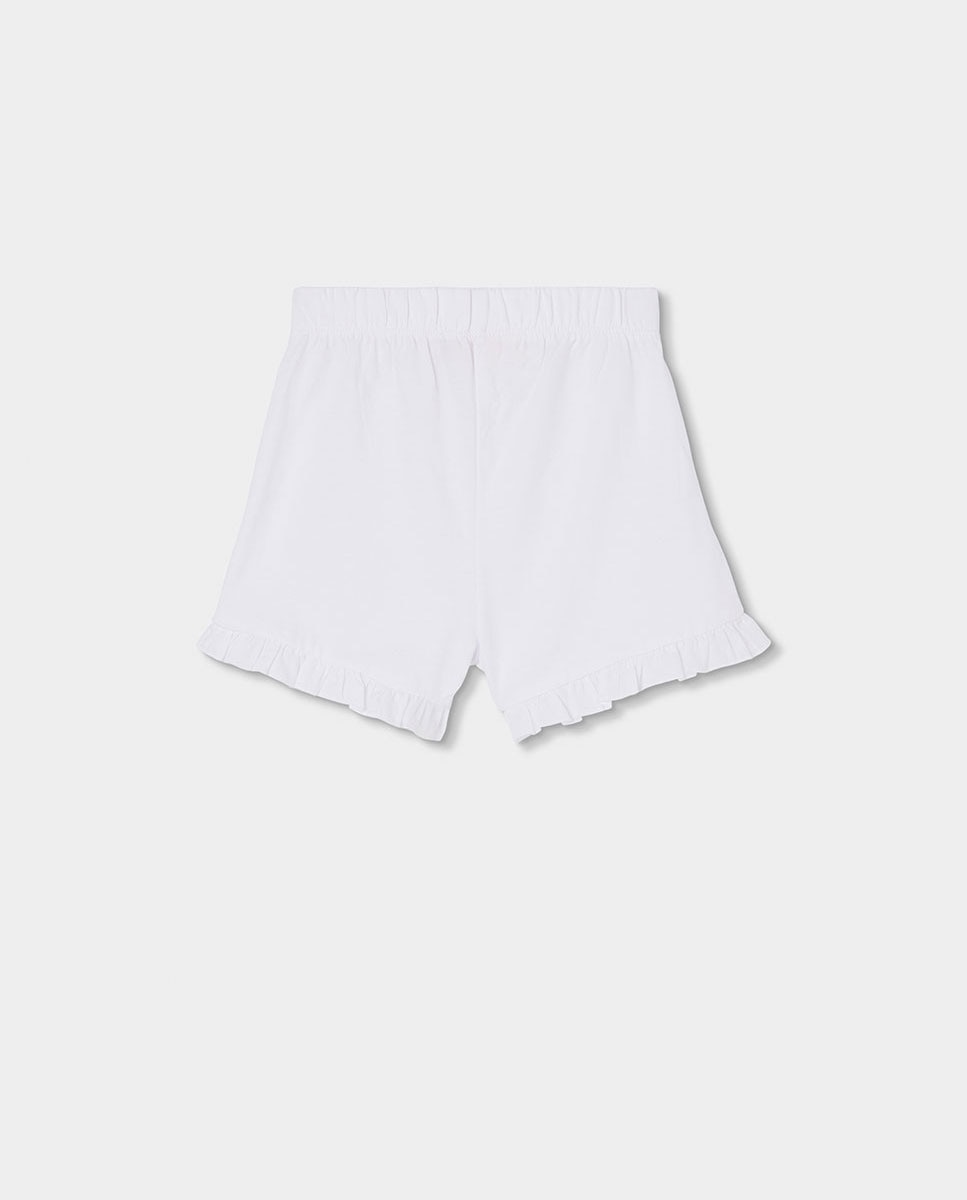 Shorts de Malha com Folhos Infantil Branco / Branco-2