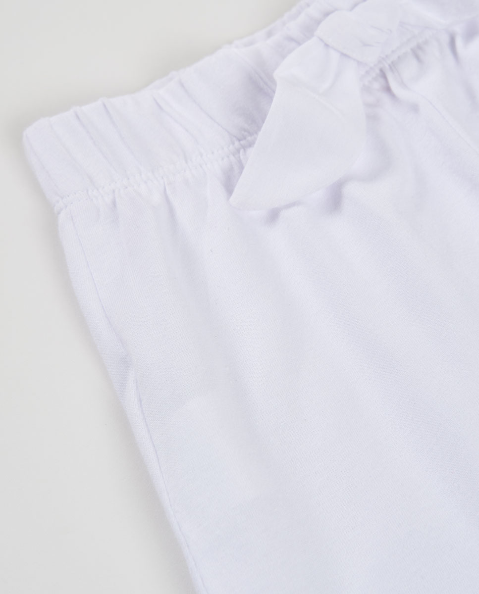 Shorts de Malha com Folhos Infantil Branco / Branco-3