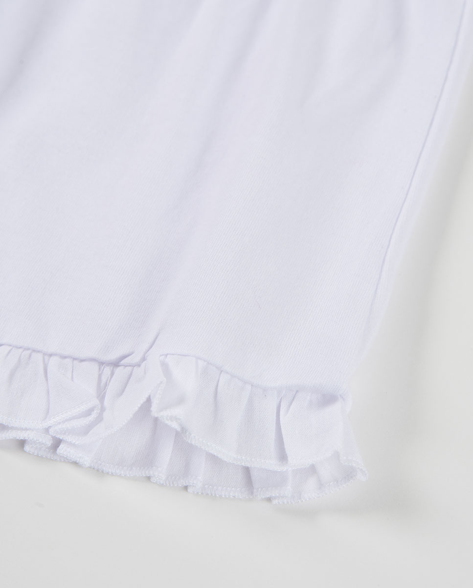 Shorts de Malha com Folhos Infantil Branco / Branco-4