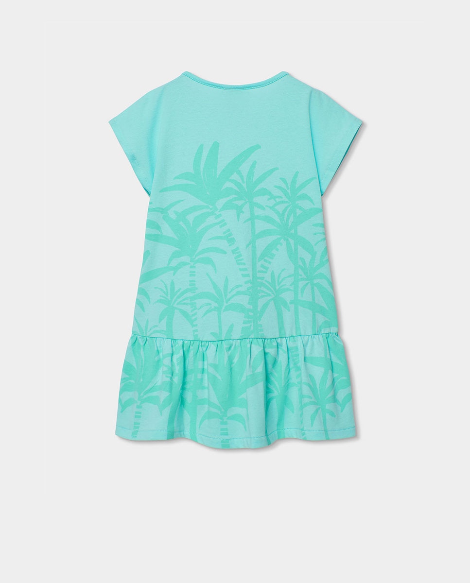 Vestido de Malha Infantil Verde-azulado-2