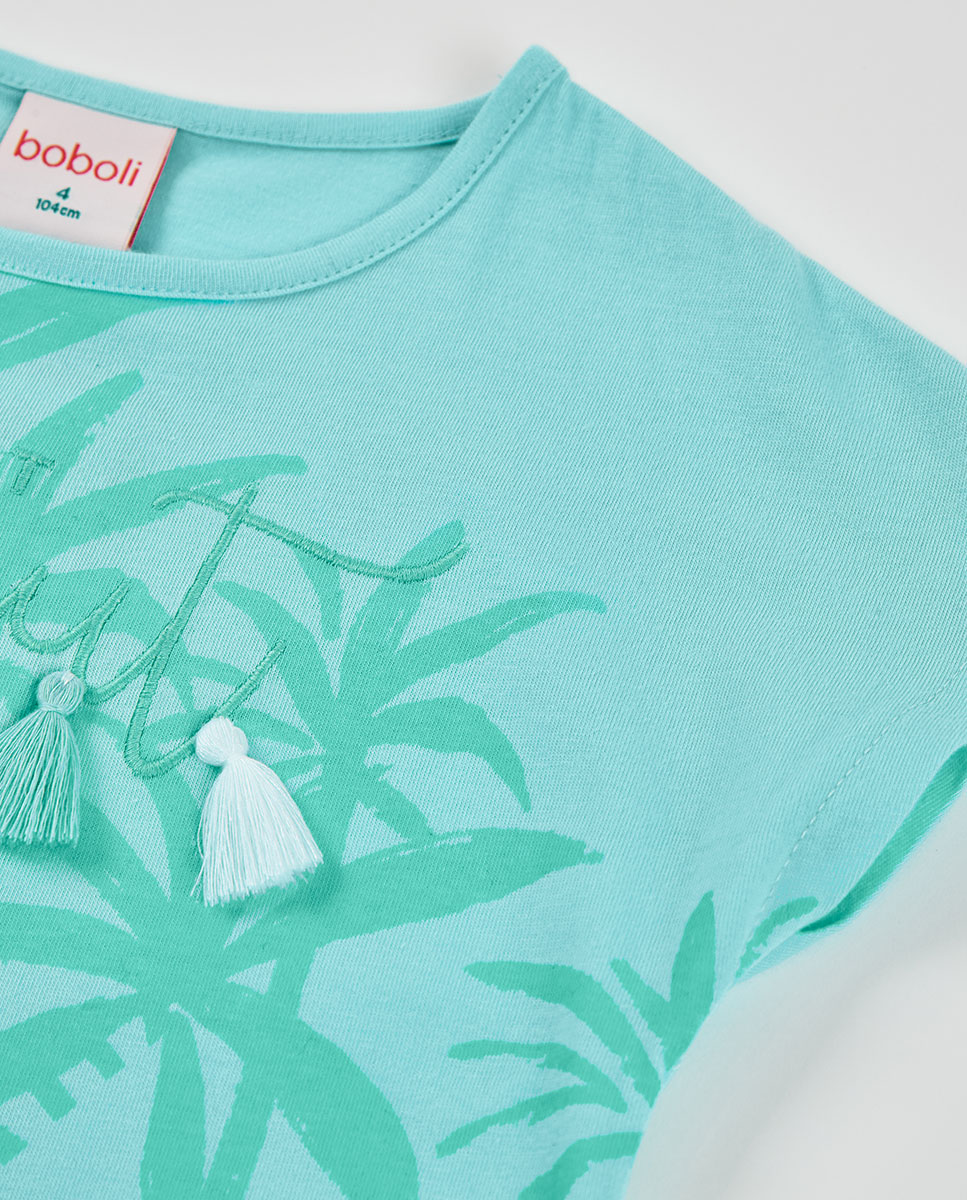 Vestido de Malha Infantil Verde-azulado-3