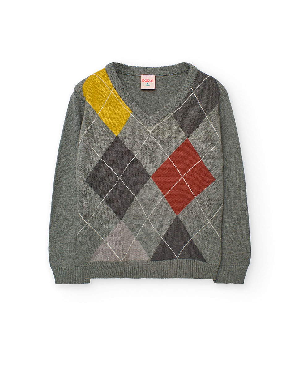 Imagem 0 de Camisola Infantil com Manga Comprida e Losangos