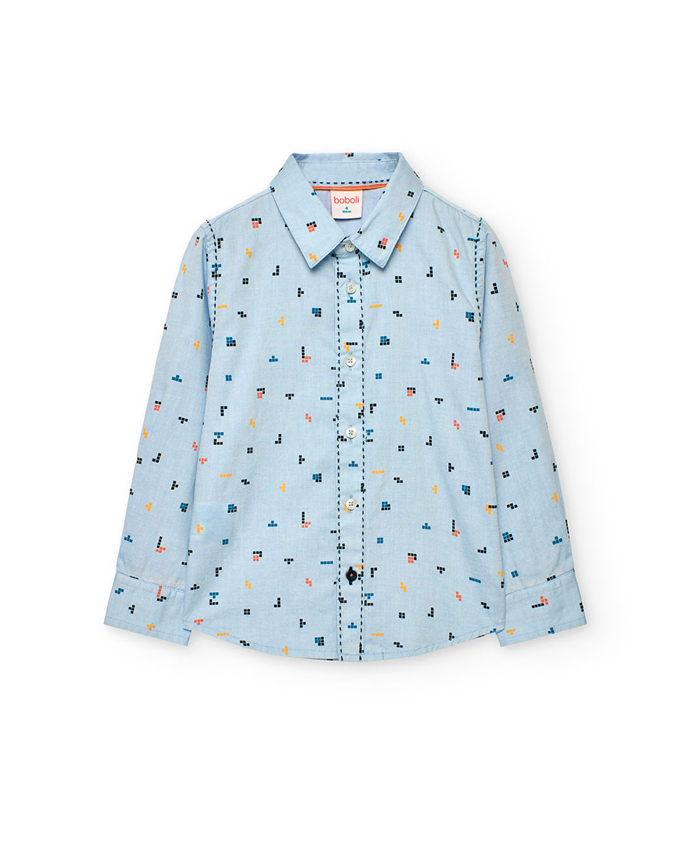 Imagem 0 de Camisa Oxford Infantil com Estampado Geométrico