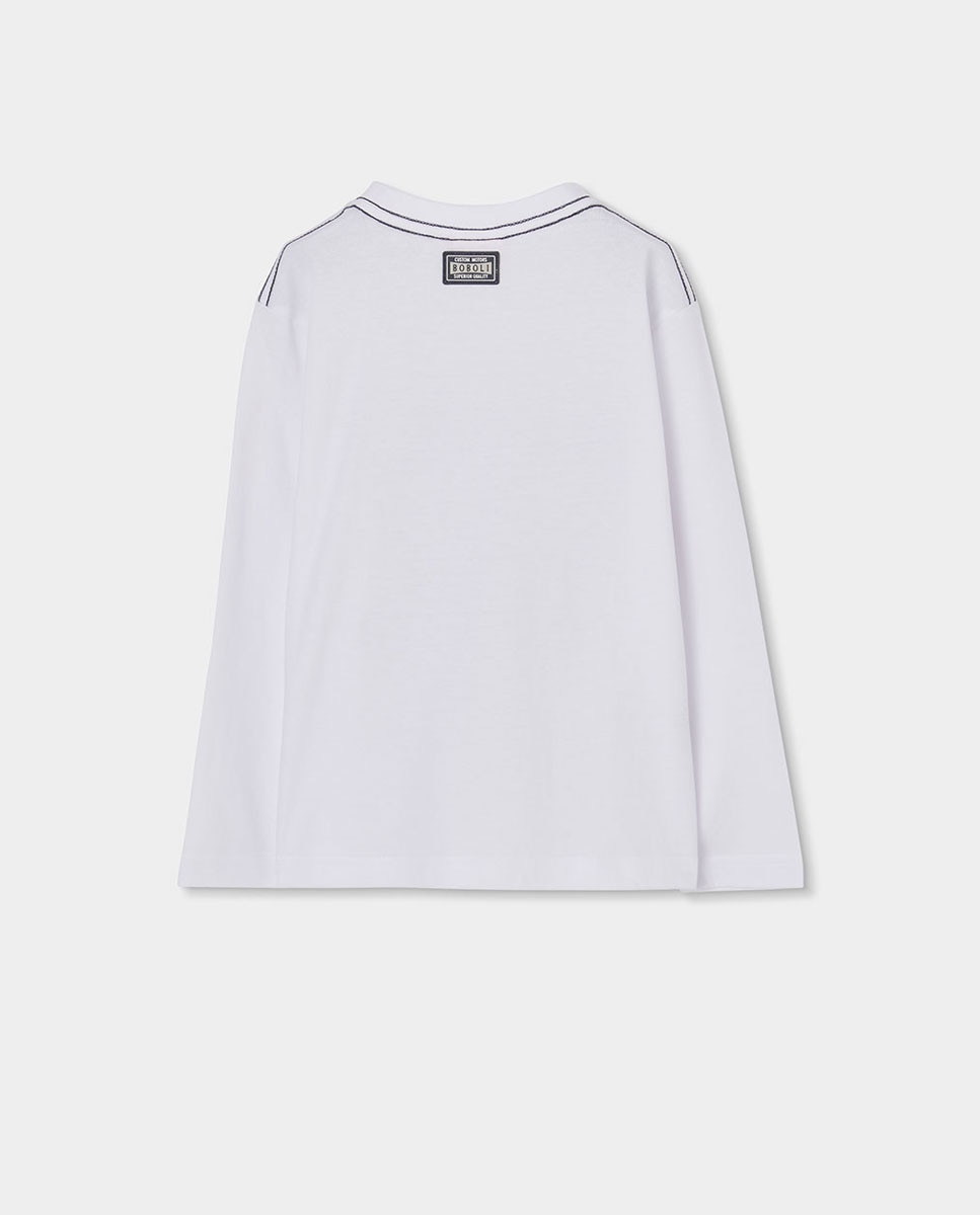 T-shirt de Malha de Manga Comprida Infantil Boboli Branco-2
