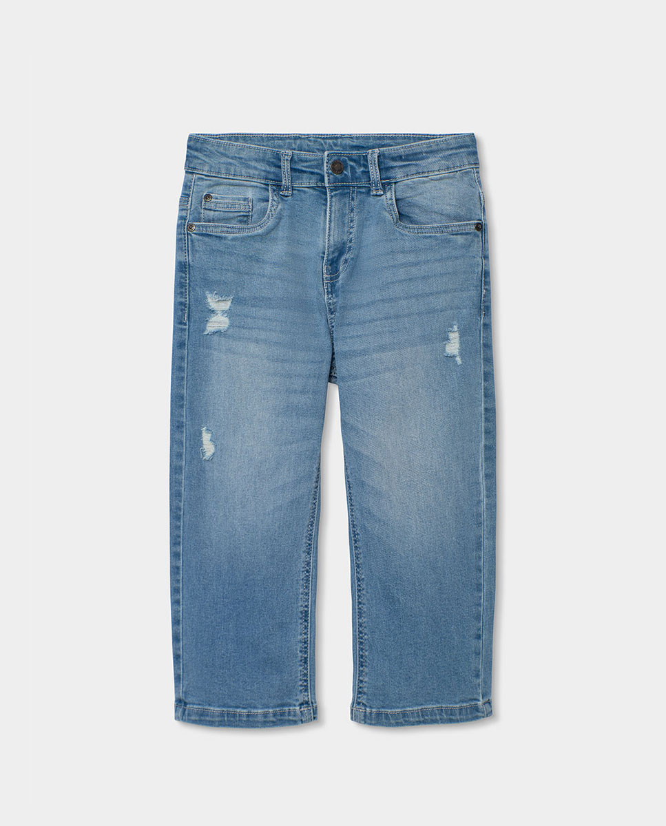 Calças Denim Elásticas Infantil Boboli Azul denim-1
