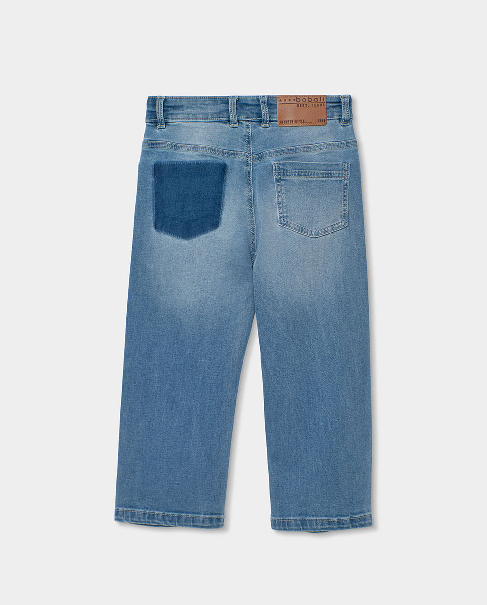 Calças Denim Elásticas Infantil Boboli Azul denim-2