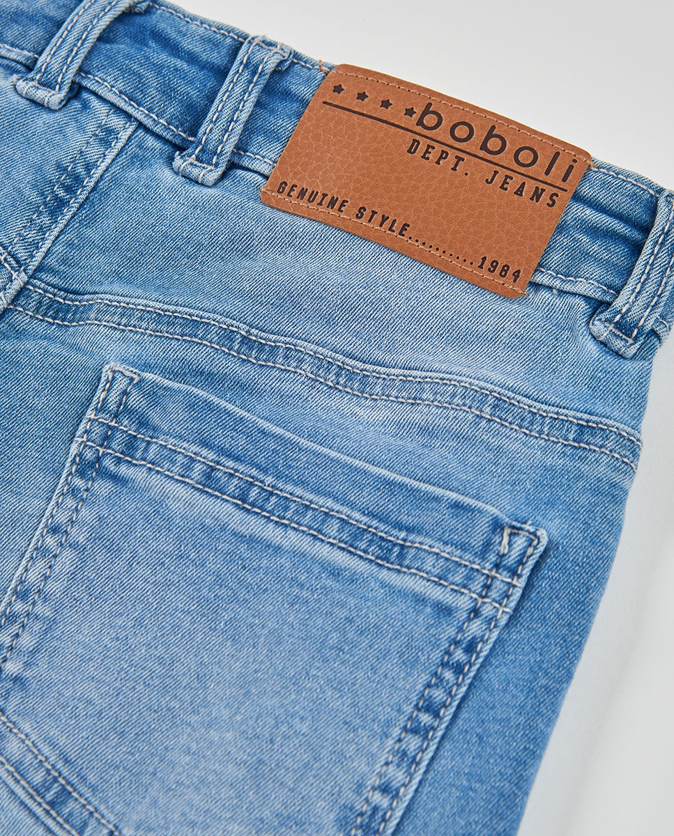 Calças Denim Elásticas Infantil Boboli Azul denim-4