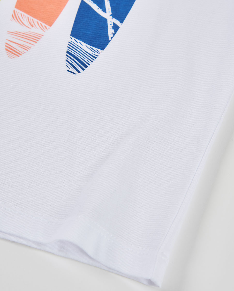 T-shirt de Malha sem Mangas Infantil Azul/Branco-4