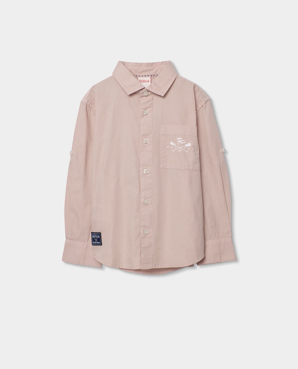 Camisa de Popelina Infantil Boboli Salmão-1