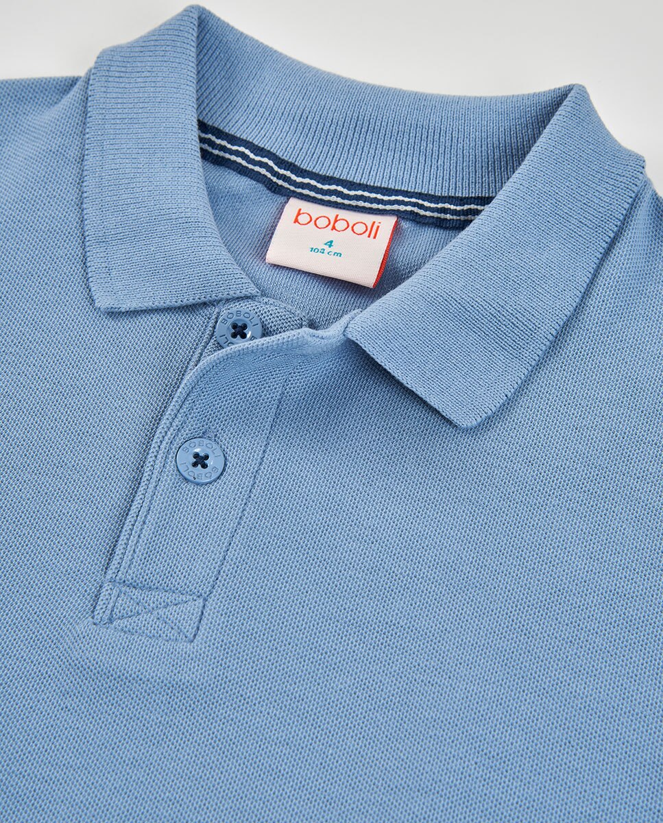 Polo Piqué Tintado Infantil Azul-3