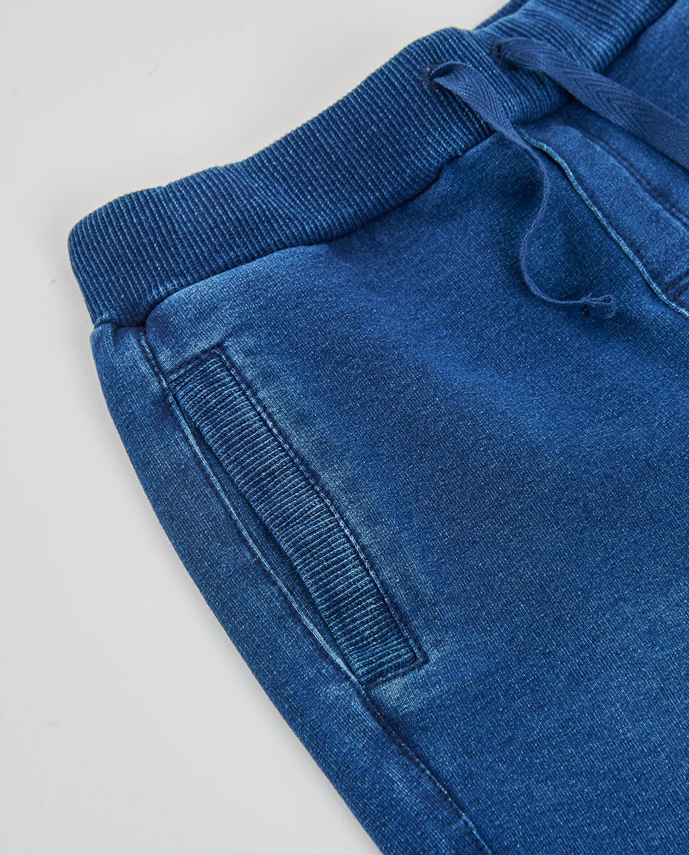 Calças Jeans Jogpant Infantil de Cintura Subida Boboli Azul denim-3
