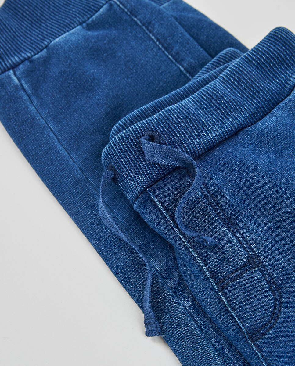 Calças Jeans Jogpant Infantil de Cintura Subida Boboli Azul denim-4