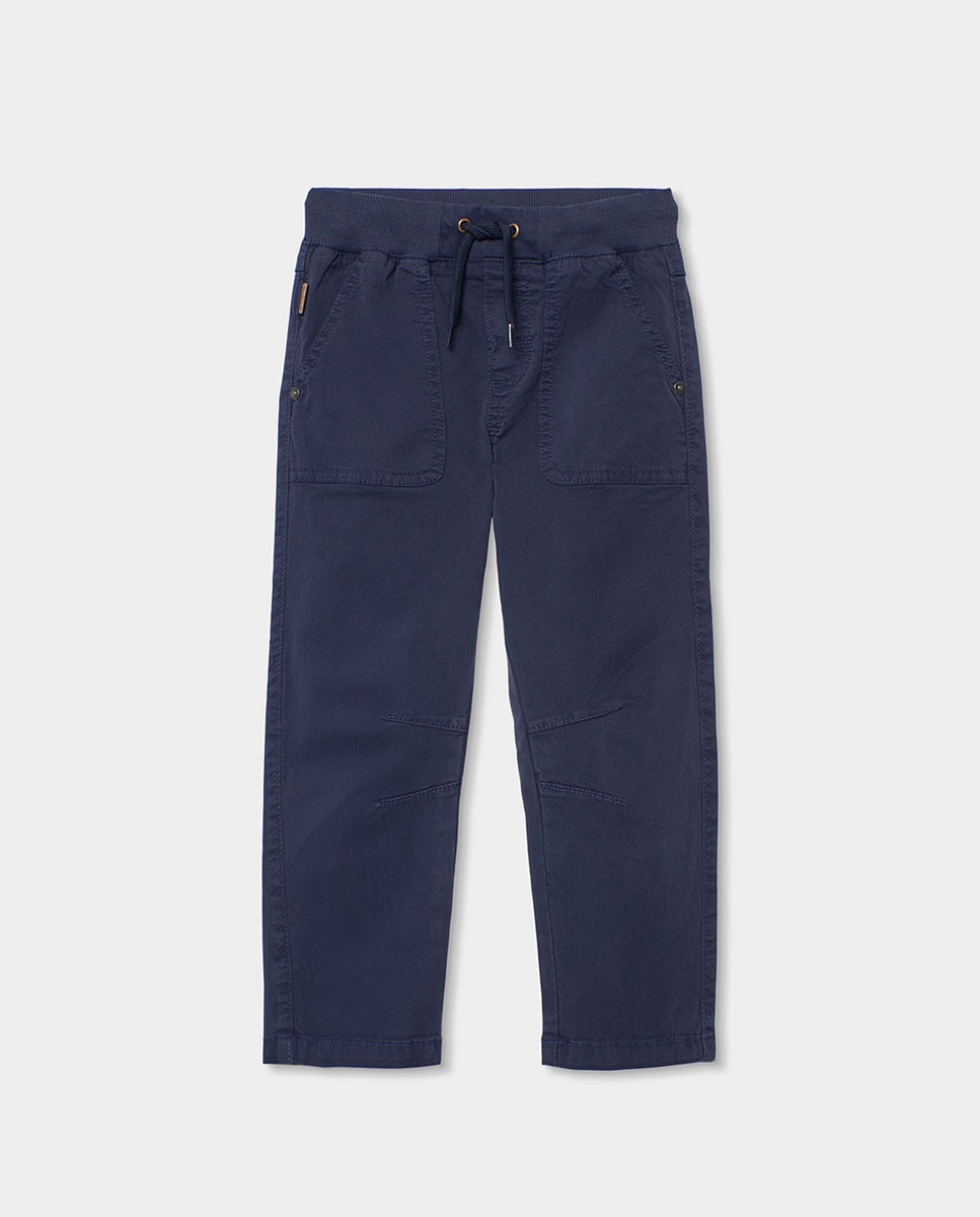 Calças Gabardina Elástica Infantil Boboli Azul-escuro-1