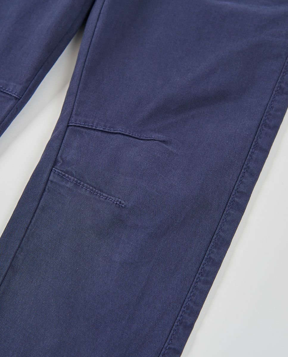 Calças Gabardina Elástica Infantil Boboli Azul-escuro-4