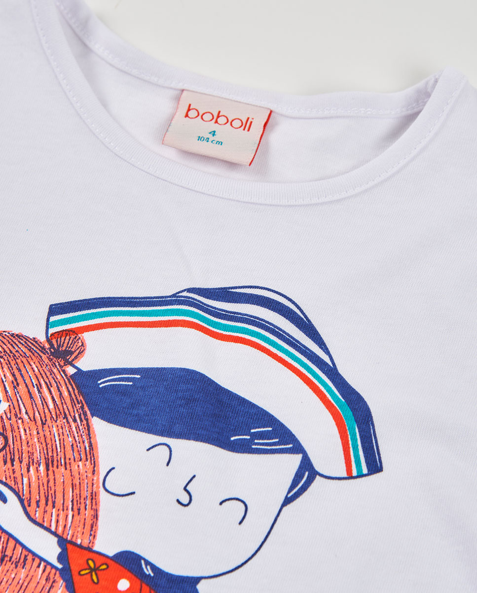T-shirt de Malha Estampada Infantil Boboli Branco-3
