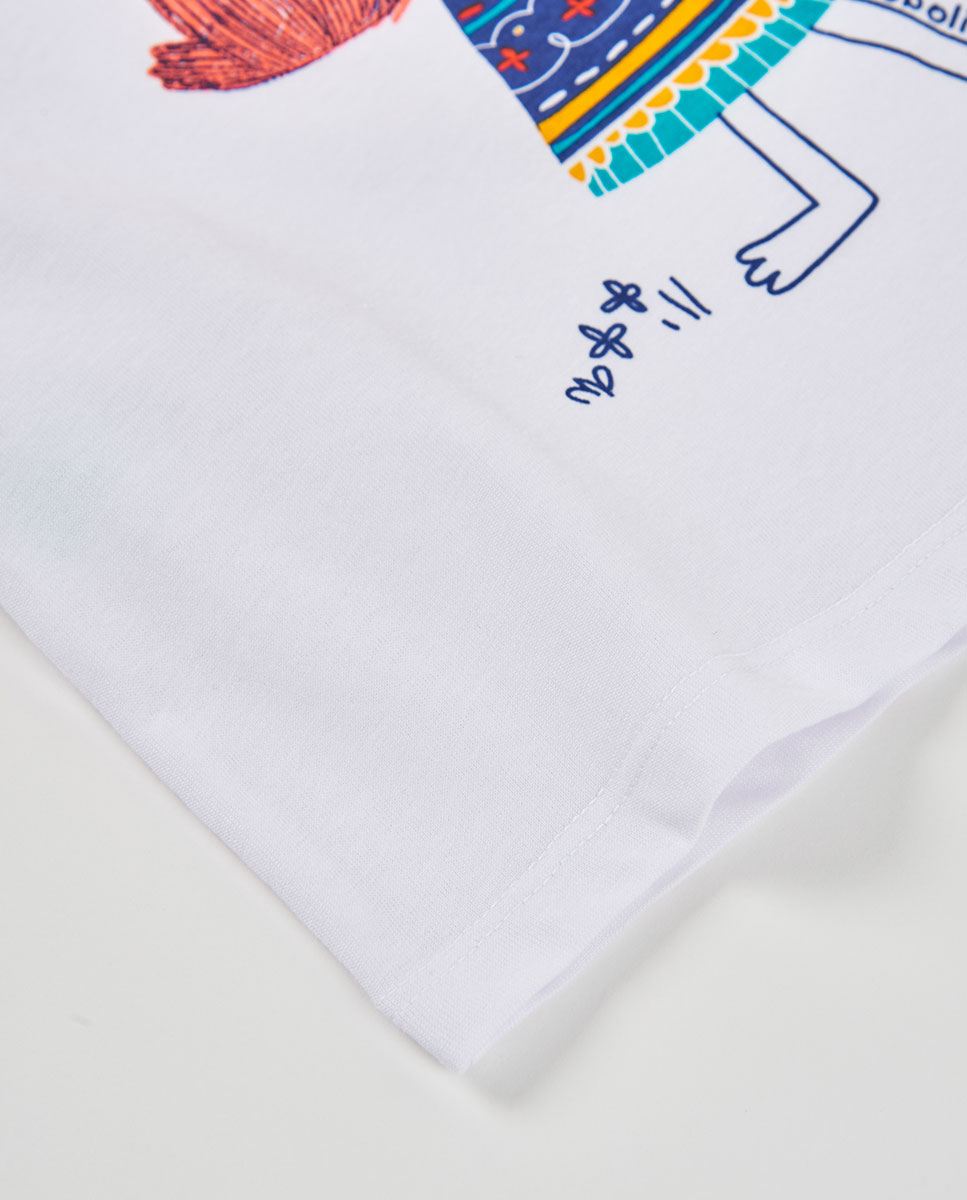 T-shirt de Malha Estampada Infantil Boboli Branco-4