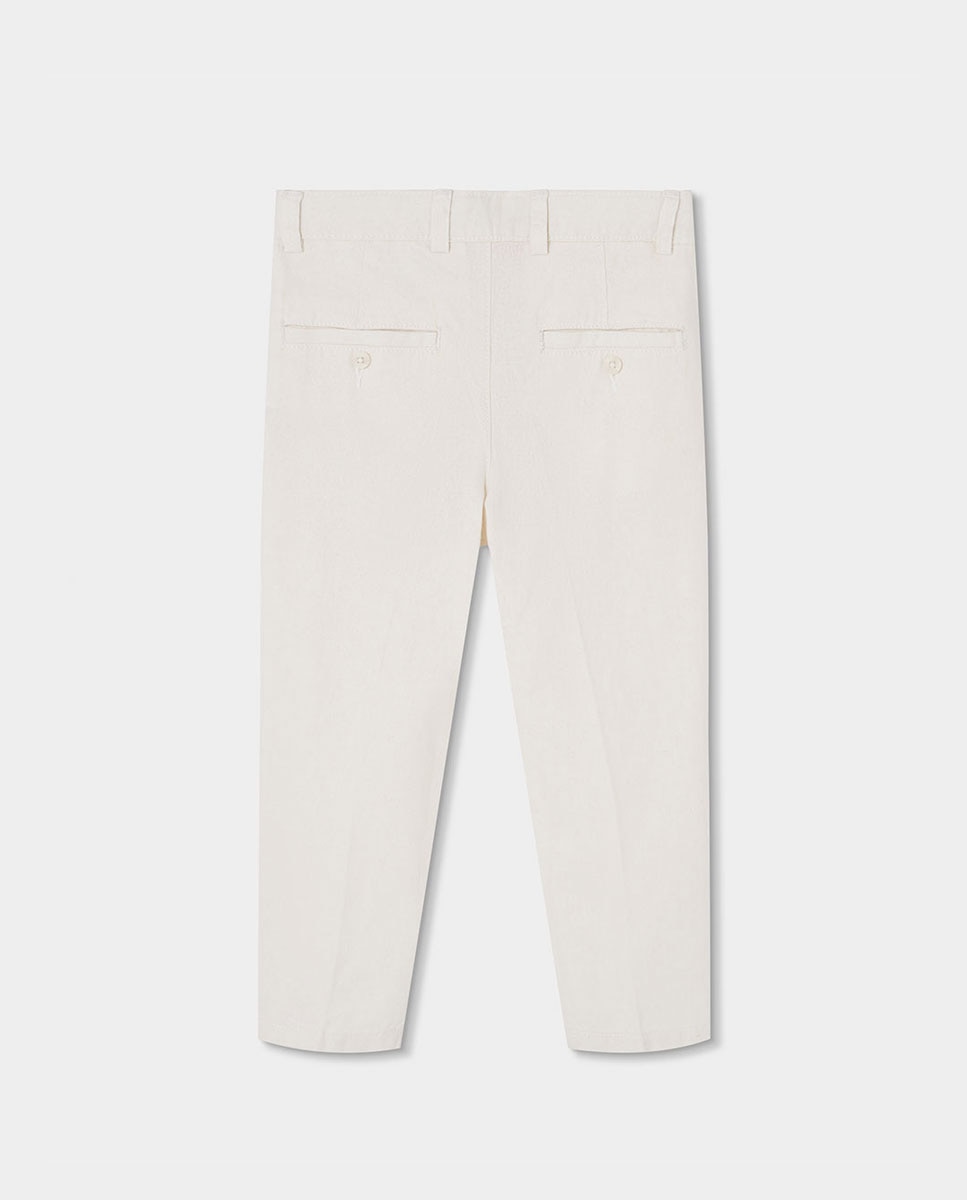 Calças de Linho Infantil Boboli Branco-2