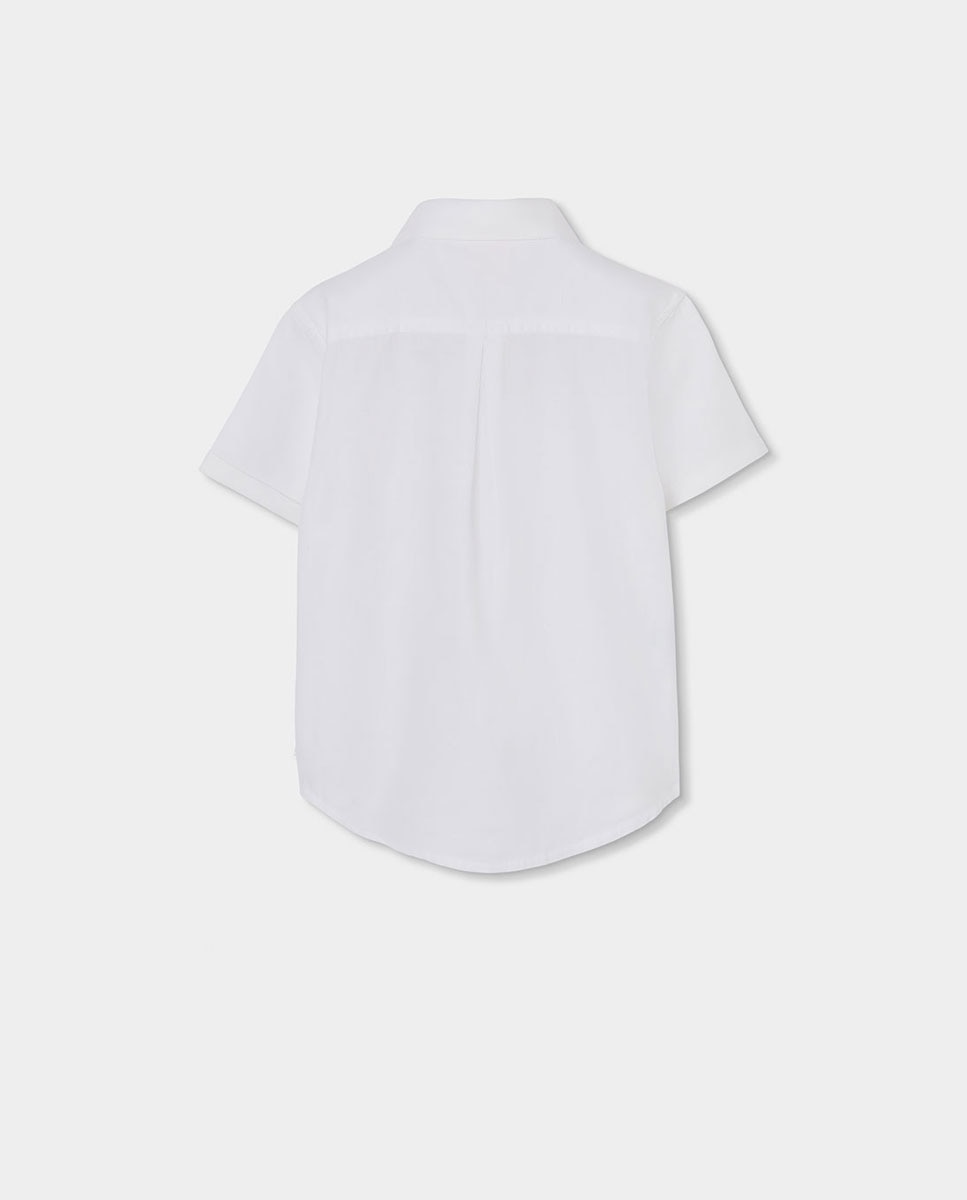 Camisa de Linho de Manga Curta Infantil Branco / Branco-2
