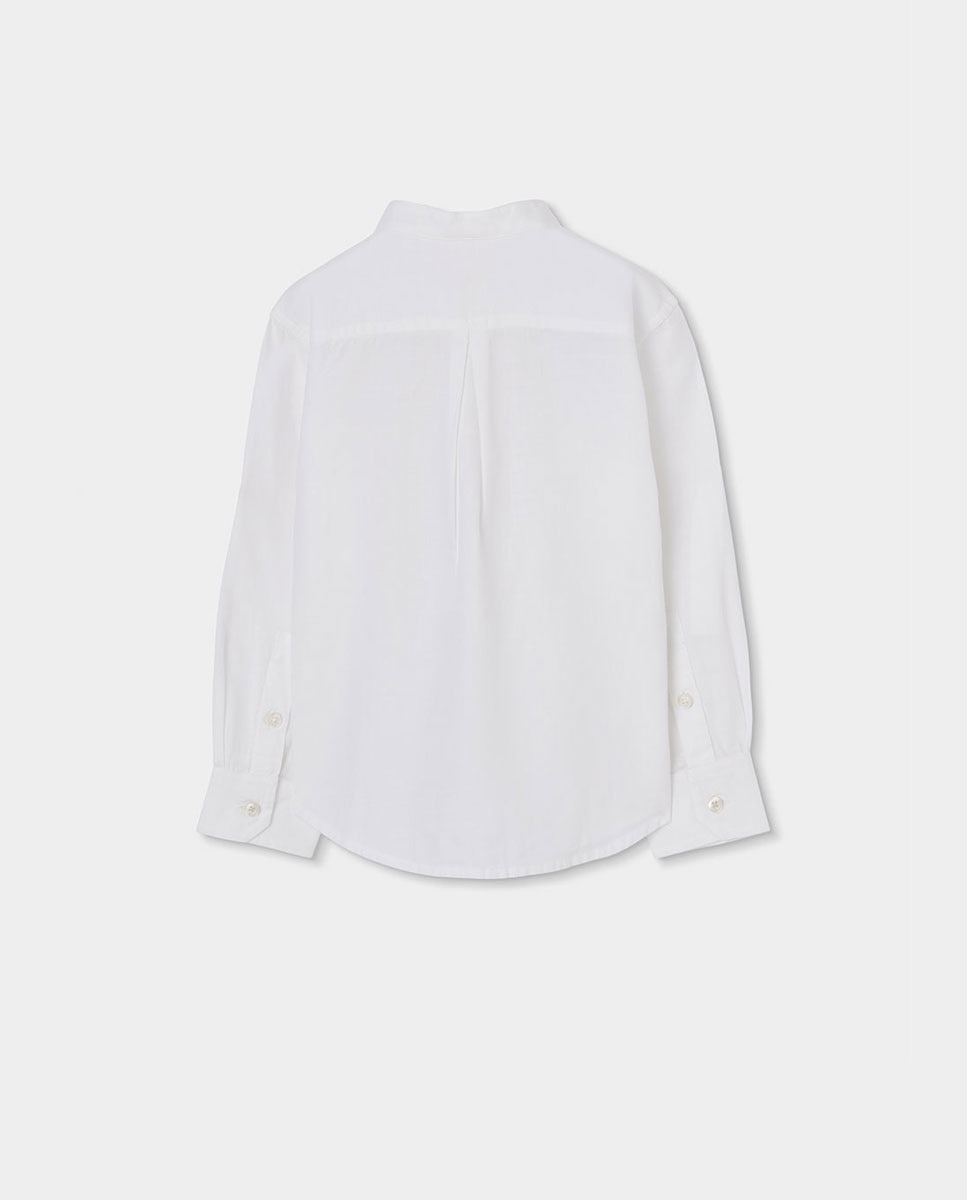 Camisa em Linho de Manga Comprida Infantil Branco / Branco-2