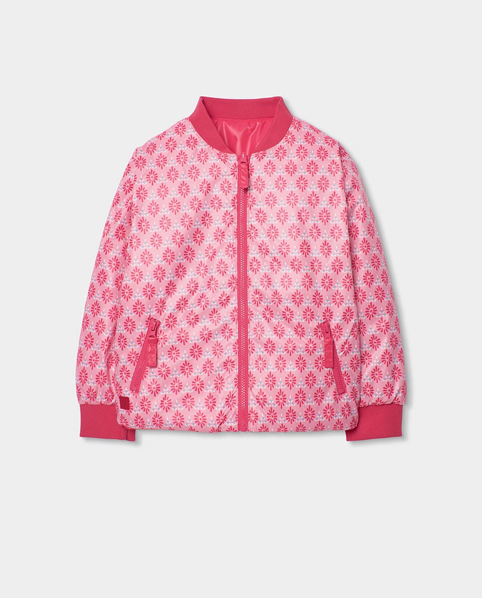 Parka Reversível Infantil Boboli Rosa / Branco-3