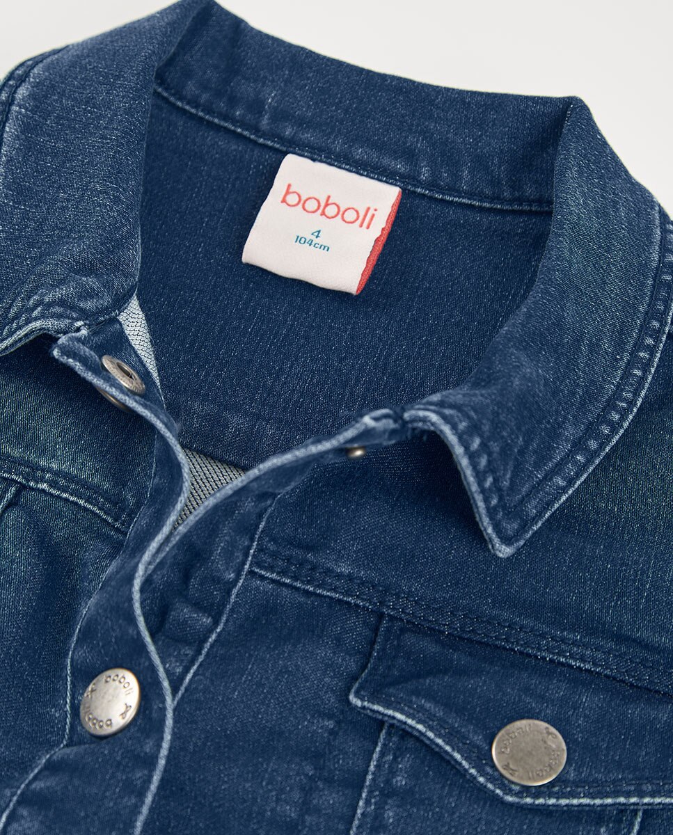 Casaco Denim de Malha Infantil Boboli Azul-escuro-3